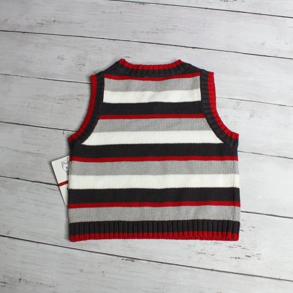 Carter's Baby Boy's Sleeveless Sweater Vest Size 9 Months Red Gray White - Picture 3 of 5